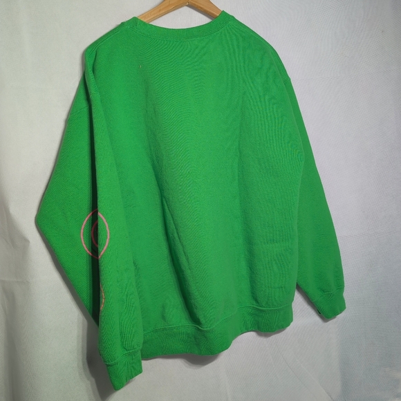 Green Sweatshirt sz XL with Pink Smiley Faces - Picture 3 of 4